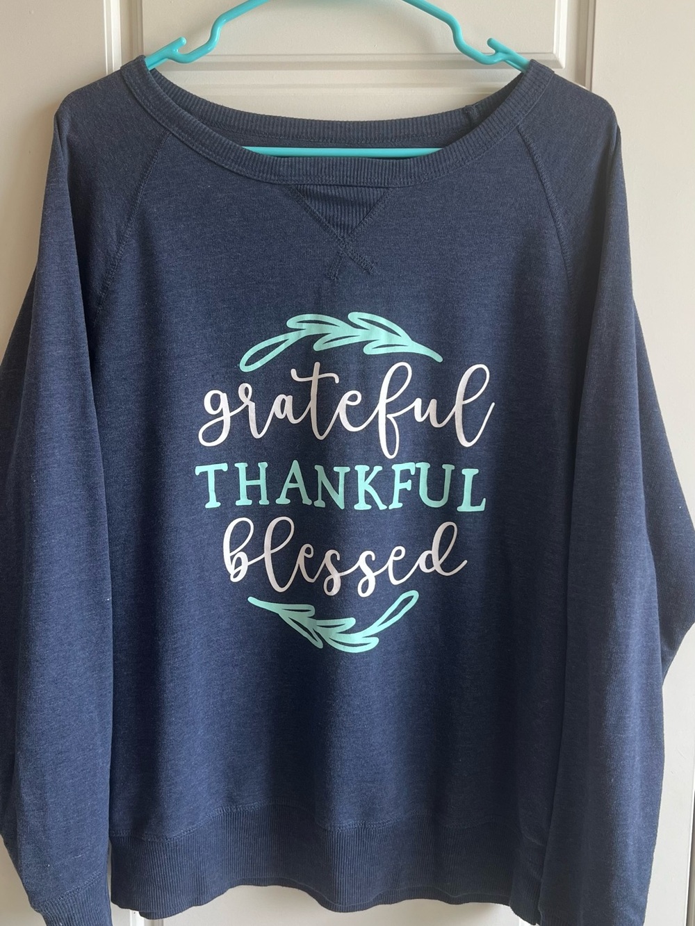 Grateful Thankful Blessed Navy Sweatshirt - Picture 1 of 6